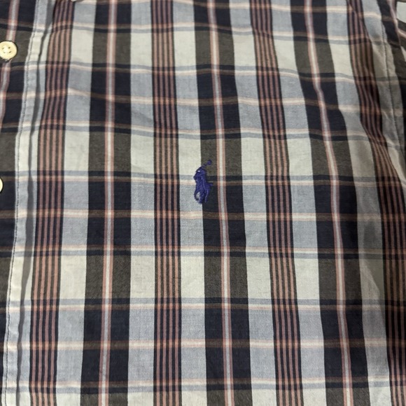 VTG Polo Ralph Lauren Classic Fit S/S Button Down Shirt Blue Plaid Men's Sz XL - Picture 6 of 8